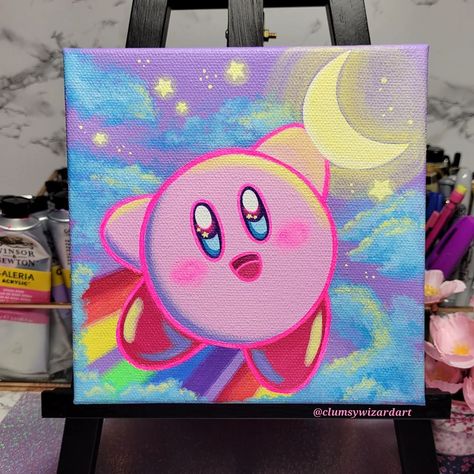 Kirby Painting, Kirby And The Forgotten Land, Kida Disney, 디즈니 캐릭터, Posca Art, Small Canvas Paintings, Simple Canvas Paintings, Serene Bedroom, Cute Canvas Paintings