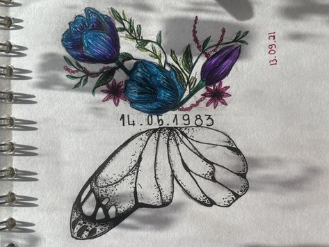 Tulip Tattoo, Butterfly Sketch, Flowers Butterfly, Tattoo Sketch, Butterfly Flowers, Dreamcatcher Tattoo, Tattoo Sketches, Dream Catcher, Tulips