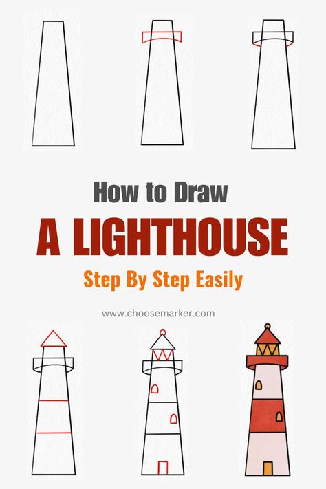 🌟 Light up your drawing skills with this step-by-step guide on how to sketch a breathtaking lighthouse! 🎨✍️ Whether you're an aspiring artist or just looking for a fun activity, follow these easy instructions and let your creativity shine! ✨⚓ #ArtisticAdventures #LighthouseLove Draw A Lighthouse, Simple House Drawing, Lighthouse Sketch, Lighthouse Drawing, How To Sketch, How To Draw Steps, Lighthouse Painting, Lighthouse Art, Your Drawing