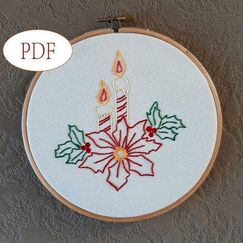 Embroidery Poinsettia, Hand Embroidery Christmas, Christmas Embroidery Ideas, Embroidery Artists, Christmas Hand Embroidery, Poinsettia Pattern, Embroidery Designs Free Download, Christmas Embroidery Patterns, Christmas Embroidery Designs