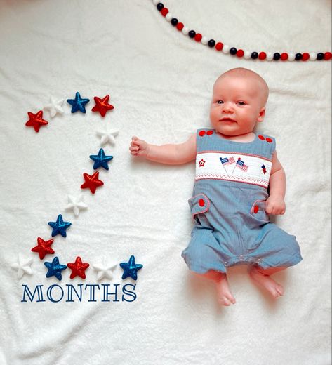 Happy 2 months baby boy! #baby #babyboy #july4th #july #milestonepictures Forth Of July Pictures Ideas Baby, 4th Of July Milestone Picture, July Monthly Baby Pictures, July Milestone Picture Ideas, Happy 2 Months Baby, Baby Milestone Pictures, Happy 2 Months, Milestone Ideas, 2 Month Baby