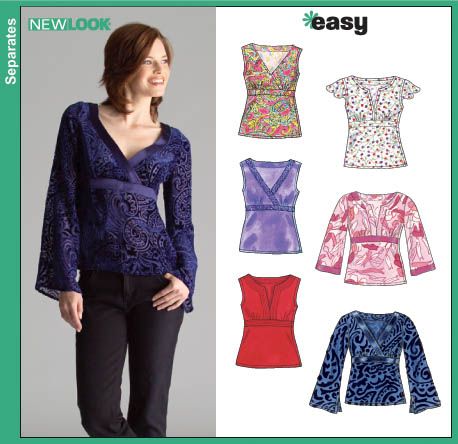 N6515 ** New Look Misses Tops ** FABRICS: Soft Lightweight Cotton and Cotton Blends, Silks and Silk Types, Charmeuse, Laundered Silks-Rayons, Gauze, Batiste, Voile, Georgette, Double Georgette, Novelty Sheer Fabrics, Soft Lightweight Linen and Linen Blends. Womens Blouse Pattern, Clothing Projects, Empire Waist Tops, Plus Size Patterns, Top Sewing, Top Sewing Pattern, Sewing Skirts, Easy Sewing Patterns, Clothes Sewing Patterns