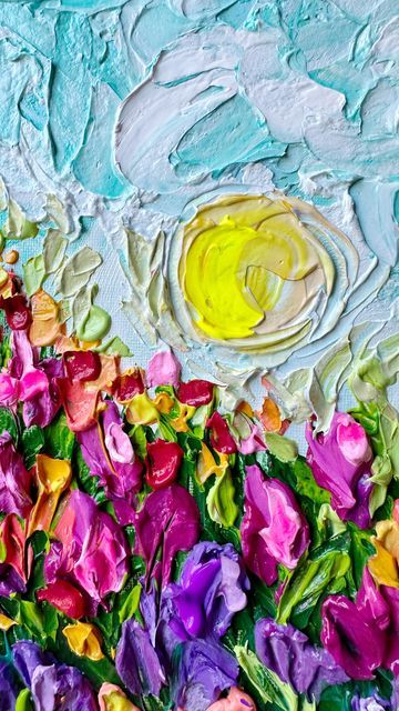 Palette Knife Flowers, Pallet Knife Painting, Texture Painting Techniques, Painting Pop Art, Palette Knife Painting, Impasto Painting, Flower Artwork, Knife Painting, 3d Artwork