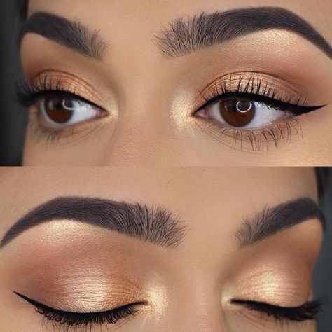 Different Eyeshadow Looks, Trucco Smokey Eye, Gold Eye Makeup, Bronze Makeup, Blending Eyeshadow, Hooded Eye Makeup, Natural Makeup Tutorial, How To Apply Eyeliner, Makeup Tricks