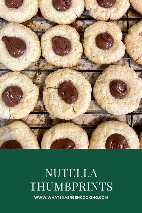 Nutella Thumbprint Cookies Recipe, Nutella Thumbprint Cookies, Jam Thumbprints, Coconut Jam, Nutella Lover, Rocher Chocolate, Thumbprint Cookies Recipe, Nutella Cookies, Cookies Baking