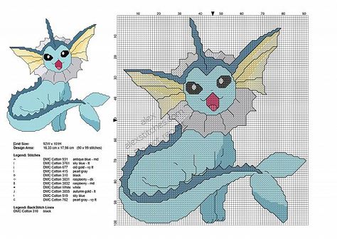 Pokemon Vaporeon free cross stitch pattern Pikachu Cross Stitch Pattern, Pikachu Cross Stitch, Pokemon Vaporeon, Cross Stitch Games, Pokemon Crafts, Pokemon Cross Stitch Patterns, Free Cross Stitch Pattern, Pokemon Cross Stitch, Free Cross Stitch Patterns