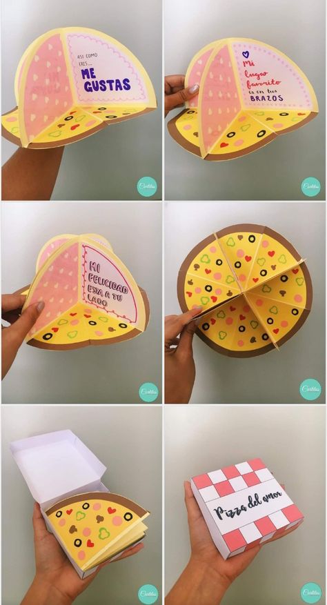 Pizza Art Project, How To Make A Pizza Box Diy, Creative School Project Ideas, Collage Art Projects, Bf Gifts, Pinterest Diy Crafts, Bullet Journal Diy, Diy Gifts For Boyfriend, Pop Up Book