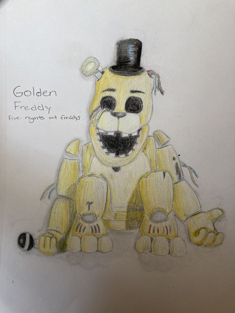 Golden freddy drawing done by springtrap Golden Freddy Drawing, Freddy Drawing, Golden Freddy, Juan Diego, Five Nights At Freddy's, Five Night, Snoopy, Drawings, Fictional Characters