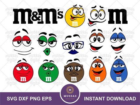 M M Characters Clipart, M&m Faces, Mnm Painted Rocks, M&m Faces Svg Free, M&m Characters, Family Costumes, Silhouette Studio Designer Edition, Cricut Explore, Funny Faces