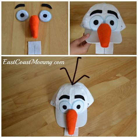 Mom Blog with free tutorials, mom and kid crafts, holiday fun, party planning, yummy recipes, DIY projects, and more. Easy & inexpensive fun. Diy Olaf Costume, Olaf Hat, Olaf Halloween Costume, Costumes Faciles, Olaf Costume, Frozen Halloween, Frozen Costumes, Meme Costume, Funny Crafts