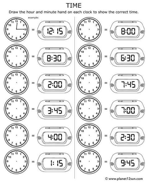 Telling Time  Free Printable Worksheet Kindergarten Telling Time, Clock Worksheets, Telling Time Worksheets, 3rd Grade Math Worksheets, 2nd Grade Math Worksheets, 1st Grade Math Worksheets, Time Worksheets, Kids Worksheets Printables, 2nd Grade Worksheets