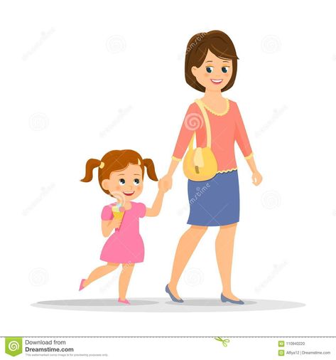 Cartoon Mother With Her Daughter Stock Vector - Illustration of isolated, cute: 110940220 Mother With Daughter, White Background Cartoon, Daughter Pictures, Cartoon Mom, Web Illustration, Mommy And Daughter, Mother Pictures, Background Cartoon, School Cartoon