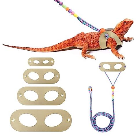 LIKZINWA Bearded Dragon Lizard Leash Harness,4 Size Pack Adjustable Small Animal Harness for Reptile and Small pet (Golden) Diy Bearded Dragon Harness, Diy Bearded Dragon Leash, Bearded Dragon Harness, Yarn Beard, Bearded Dragon Diy, Baby Bearded Dragon, Sling Carrier, Reptile Snakes, Bearded Dragon