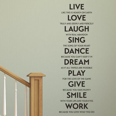 Live Laugh Love Quotes, Stairway Decorating, Bible Wall Decals, Family Wall Decals, Dance Dreams, Laughing Quotes, Live Love Laugh, Quote Decals, Family Wall