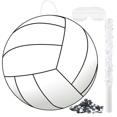 PRICES MAY VARY. Classic Volleyball Pinata Set: you will receive 1 volleyball pinata in white color, 1 blindfold in white color, 1 pinata stick and 1 bag of black and white confetti, which is suitable for many sport themed party decorations, decorating your volleyball theme party with this trendy pinata and ensuring a fun party game Providing More Fun: guests or partners who attend the party wear the same matching eye masks, and then take turns to break the volleyball pinata with string until it Sport Themed Birthday Party, Birthday Party 15, Sport Birthday Party, 1 Pinata, Sport Birthday, Volleyball Party, Pinata Stick, Sports Theme Birthday, Sports Birthday Party