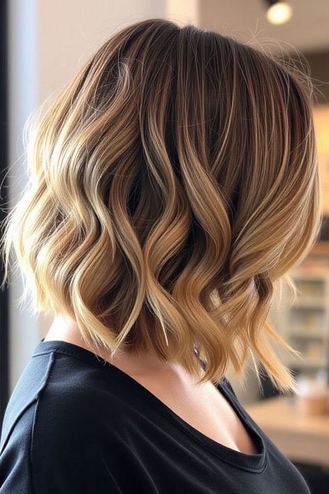 50 Wavy Lob Haircuts for Effortless Glamour : Blonde Ombré Lob Bright Golden Blonde, Blonde Ombre Lob, Blonde Hair Cuts Medium, Medium Blonde Hair Color, Coloured Highlights, Wavy Lob Haircut, Brown Hair With Blonde Balayage, Long Blonde Hair Cuts, Medium Length Blonde