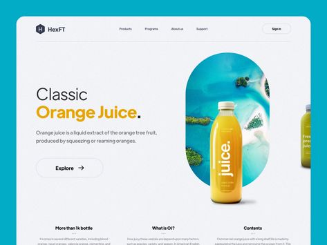 Orange Juice Landing Page by Siavash Ghanbari for Kettle Studio on Dribbble Juice Images, Juice Website, Landing Ideas, Website Design Inspiration Layout, Android Design, Summer Banner, Simple Website, Webpage Design, Website Design Layout