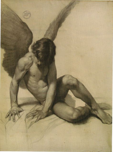 Fallen Angel Angel Sketch, Male Angels, Male Angel, Tableaux Vivants, Angel Drawing, Master Drawing, Ange Demon, Skate Art, Male Figure