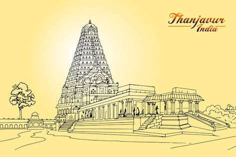 Thanjavur Temple Drawing, Tanjore Temple Drawing, Thanjai Periya Kovil Drawings, Temple Drawing, Pencil Shading, Cool Pencil Drawings, Charcoal Art, Indian Architecture, Indian Heritage