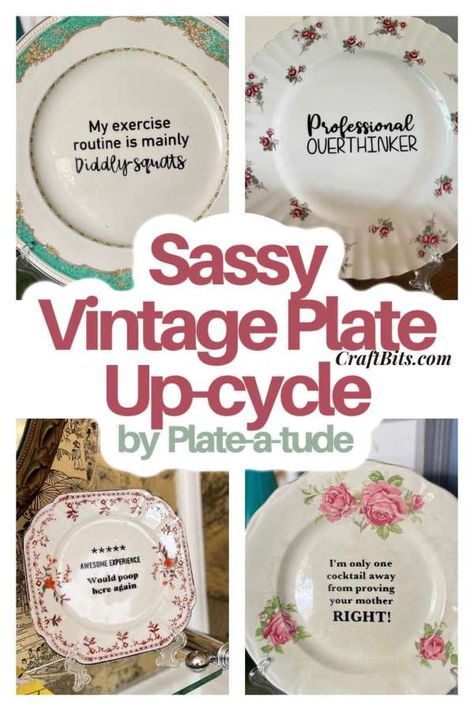 Old China Craft Ideas, Old Dishes Repurpose, Vintage Plate Repurpose, Things To Do With Old Plates, China Plate Crafts, Vintage China Crafts, Upcycle Old Plates, Old Plates Crafts Diy Projects, What To Do With Old Plates