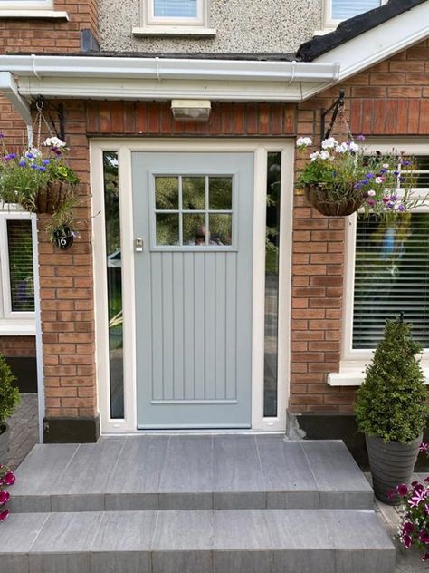 Grey Composite Front Door, Cottage Restoration, Palladio Doors, Front Doors Uk, Front Door Ideas, Cottage Front Doors, Victorian House Interiors, Composite Front Door, Beautiful Front Doors