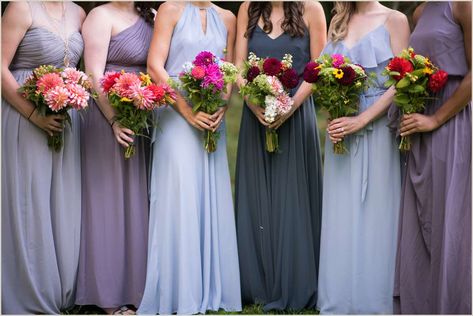 mismatched blue and purple bridesmaids dresses Dusty Blue And Purple Bridesmaid Dresses, Purple Blue Bridesmaid Dresses, Bridesmaid Dresses Purple And Blue, Purple And Blue Bridesmaids, Blue And Purple Bridal Party, Purple And Blue Bridesmaid Dresses, Blue And Purple Bridesmaid Dresses, Purple Lace Bridesmaid Dresses, Bridesmade Dress