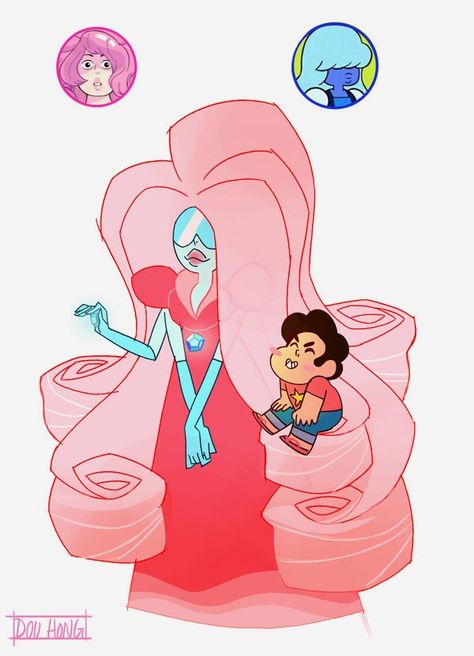 Rose Quartz and Sapphire Garnet Fusion, Steven Universe Fan Fusions, Gem Fusions, Steven Universe Fusion, Greg Universe, Steven Universe Au, Arte Alien, Steven Universe Characters, Steven Universe Gem