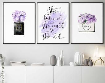 Bedroom Decor Purple, Deco Violet, Lavender Bedroom, Purple Bedroom Decor, Purple Room Decor, Purple Wall Decor, Girls Bedroom Art, Purple Bedroom, Purple Wall Art