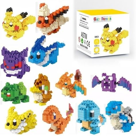 Nanoblock Pokemon, Lego 3d, Lego Pokemon, Pikachu Pikachu, 3d Toys, Pokemon Diy, Pokemon Charizard, Lego Activities, Lego Craft