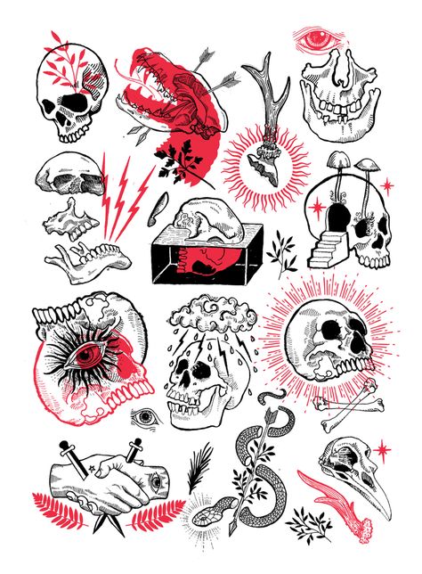 Art Flash, Flash Tattoo Designs, Tattoo Flash Sheet, Doodle Tattoo, Tattoo Flash Art, Flash Art, Fitted Tee, Red Ink, Tattoo Design Drawings