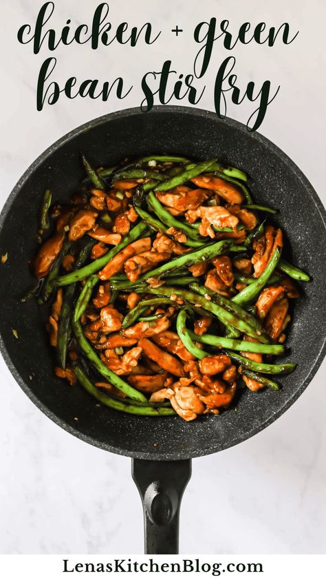 This Chicken and Green Bean Stir Fry is the perfect weeknight dinner that comes together in just 25 minutes! It showcases tender strips of chicken thighs, perfectly charred haricots verts, and a savory, sweet, tangy stir-fry sauce. Serve everything over a bed of steamed rice for a hearty, satisfying meal that's way better than takeout! Chicken And Green Bean Stir Fry, Chicken Green Bean Stir Fry, Chicken Thighs And Green Beans, String Bean Chicken, Green Bean Chicken, Chicken And Green Bean, Green Bean Stir Fry, Soy Sauce Green Beans, Asian Chicken Thighs