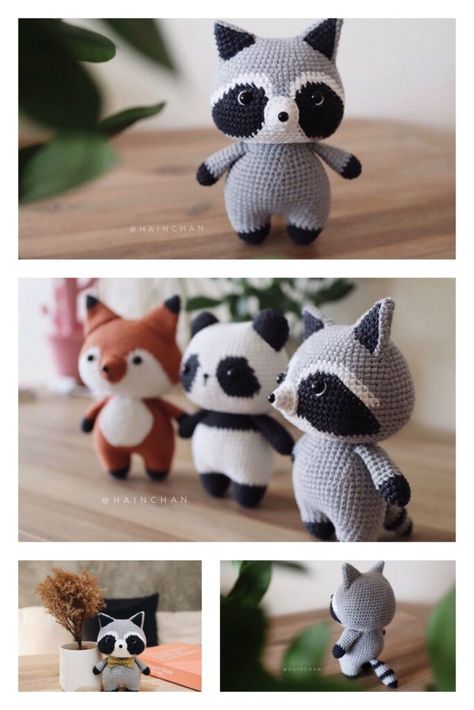 Amigurumi Raccoon, Raccoon Amigurumi Free Pattern, Raccoon Crochet Pattern, Crochet Skunk Pattern Free, Racoon Crochet Pattern Free, Crochet Raccoon Free Pattern, Crochet Raccoon, Crochet Woodland, Knitted Dolls Free