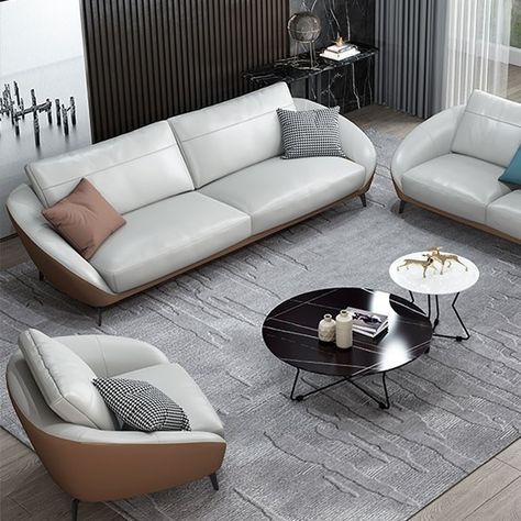 White Leather Sofas, Sofa Luxury, Genuine Leather Sofa, Modern Sofa Living Room, Modern Leather Sofa, Unique Sofas, Living Room Sofa Design, Sofa Set Designs, Sofa Colors