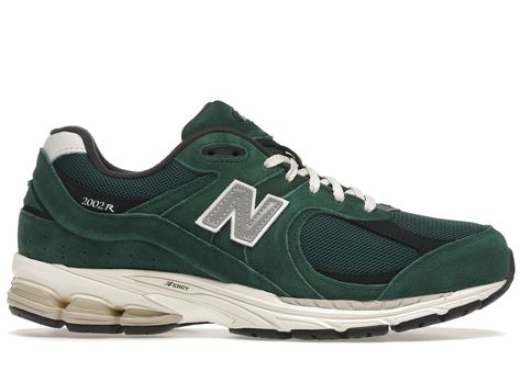 Men's New Balance 2002R Nightwatch Green Sneakers in Forest Green/Off White/Grey.