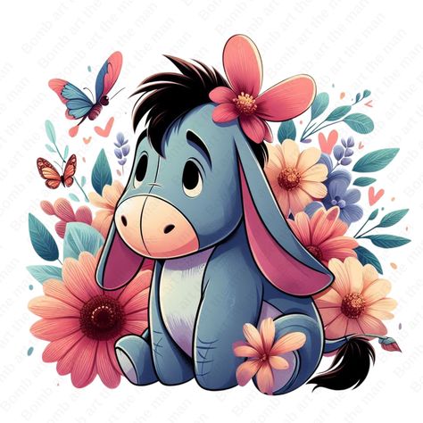 Eeyore Images, Cute Eeyore, Eeyore Tattoo, Winnie The Pooh Png, Eeyore Pictures, Baby Disney Characters, Baby Animal Drawings, Winnie The Pooh Pictures, Cute Winnie The Pooh