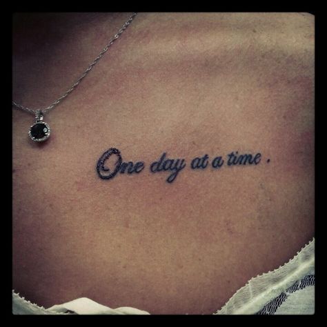 My newest tattoo. It's like everything in life... one day at a time. One Day At A Time Tattoo, Stick Poke Tattoo, Turtle Tattoo Designs, Turtle Tattoo, Poke Tattoo, Collar Bone Tattoo, Classy Tattoos, Spine Tattoo, Discreet Tattoos