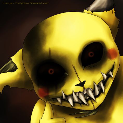 horror pikachu Evil Pokemon Art, Creepy Pikachu, Scary Pokemon, Creepy Pokemon, Realistic Pokemon, Pikachu Tattoo, Pokemon Realistic, Pikachu Drawing, Pokemon Halloween