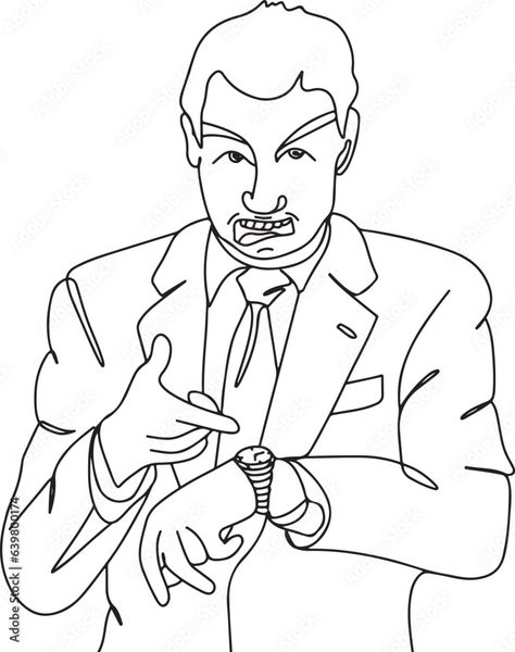 Download Corporate Boss Cartoon One Line Sketch of Frustration with Late Employee, Employee Punctuality Illustrated One Line Sketch Cartoon of Frustrated Boss, Cartoon Clip Art of Boss's Wristwatch Reminder Stock Vector and explore similar vectors at Adobe Stock. One Line Sketch, Sketch Cartoon, Cartoon Clip, Line Sketch, Easy Paper Crafts, Cartoon Clip Art, Cartoon Drawings, Adobe Stock, Art Sketches