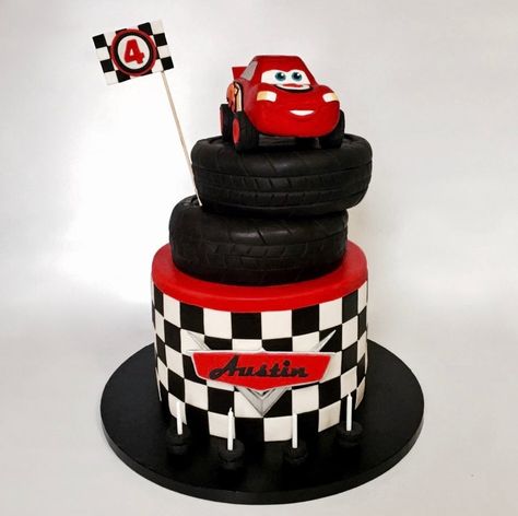 Lightning McQueen from the Car's movie. Base cake is 3... Cars Movie Theme Cake, Birthday Cake Mcqueen, Mcqueen Cake Design, Cars Theme Cupcakes Lightning Mcqueen, Cake Lightning Mcqueen, Mcqueen Birthday Cake, Lighting Mac Queen Cake, Lightning Mcqueen Birthday, Chocolate Cake With Vanilla Buttercream