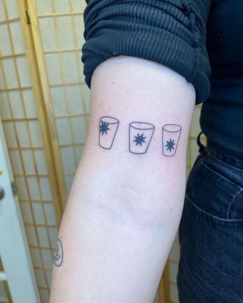 Three Of Cups, Cup Tattoo, Tarot Tattoo, Tarot Card Tattoo, Party Tattoos, Card Tattoo, Triangle Tattoo, Geometric Tattoo, Jewelry Inspiration