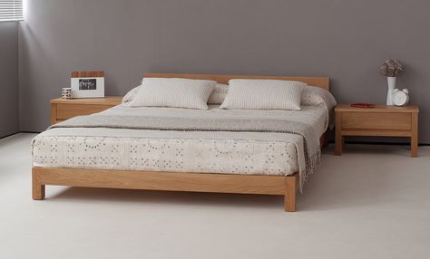 Nevada low wooden bed Wood Bed Frame Diy, Wooden King Size Bed, Low Platform Bed, Japanese Bed, Low Bed Frame, Simple Bed Designs, Minimalist Bed, Bedroom Design Inspiration, Bed Frame Design