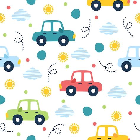 Car Theme Background, Cute Car Cartoon, Car Cartoon Cute, Children Hospital Design, Cars Cartoon, Cartoon Cars, Car Pattern, Car Birthday Theme, Car Theme