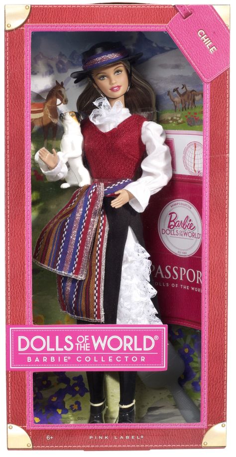 *2012 Pink label dolls of the world Chile Barbie doll 2 #W3494 Dolls Of The World, Barbie 2000, Play Barbie, Barbie Collector Dolls, Mattel Dolls, Beautiful Barbie Dolls, Barbie I, Vintage Barbie Dolls, Barbie Collector