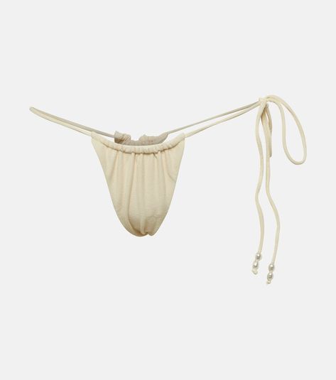 Find Same Beaded String Bikini Bottoms on Editorialist. Material: 80% polyester, 20% elastane. Care instructions: hand wash. Made in the USA. Designer color name: Cream . Swim 2024, Wardrobe Aesthetic, Resort 2025, Bathing Suit Designs, Slouch Socks, Absolut Vodka, Luxury Card, Color Name, Cute Swimsuits