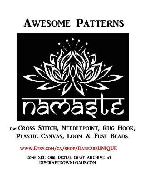 Namaste PRINTABLE PATTERN, Cross Stitch & Rug Hooking Patterns, Plastic Canvas Needlepoint Tapestry Crochet Perler Yoga Word Art Digital Pdf by Dare2beUNIQUE on Etsy Cross Stitch Rug, Fillet Crochet Charts, Stitch Rug, Yoga Words, Tapestry Pattern, Pattern Cross Stitch, Fillet Crochet, Rug Hooking Patterns, Needlepoint Tapestry