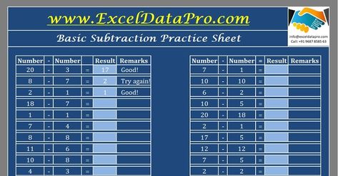 Download Basic Subtraction Practice Sheet Excel Template Basic Subtraction, Addition Practice, Excel Hacks, Subtraction Practice, Basic Addition, New Number, Progress Report, Choice Questions, Excel Templates