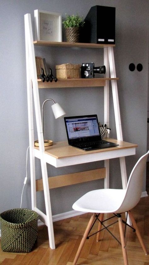 Diy Corner Desk, Små Rum Lidt Plads, Desk Workspace, Ladder Desk, Kids Desk, Small Home Offices, Hemma Diy, Study Nook, Table Office