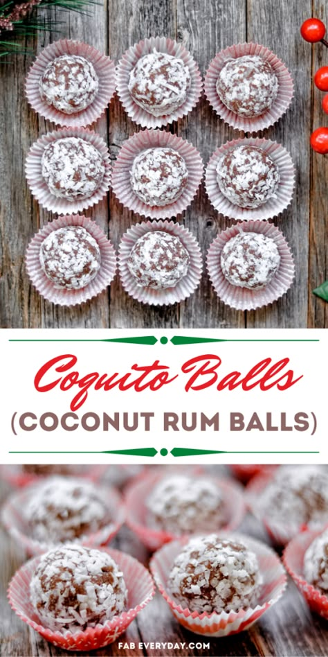 Coconut Rum Balls Recipe, Coquito Cookies Recipe, Coquito Gift Idea, Coquito Desserts, Coquito Cookies, Rumballs Recipe, Coconut Rum Balls, Boozy Balls, Booze Balls