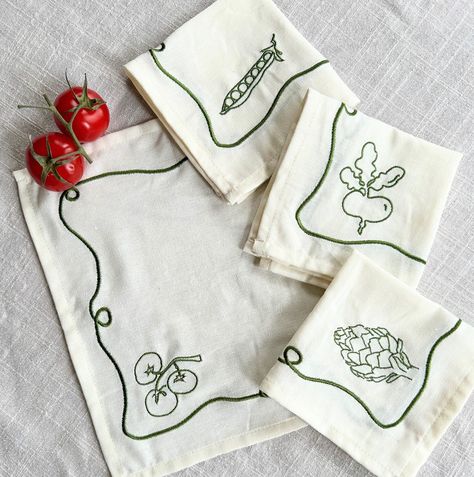 How’s your veggie garden growing? 2DA veggie napkins are in full bloom 🌱💛 #cocktailparty #linens #summerparty #garden Tablecloth Ideas, Embroidery Napkins, Happy Long Weekend, Wedding Tablecloths, Embroidered Napkins, Party Table Cloth, Embroidered Tablecloth, Floral Tablecloth, A Glass Of Wine