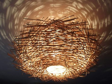 Rattan Lamp Shade, Unusual Lighting, Unusual Lamps, Ceiling Lamp Shade, Rattan Lamp, Unique Chandeliers, Ceiling Lamp Shades, Birds Nest, Pendant Lamp Shade